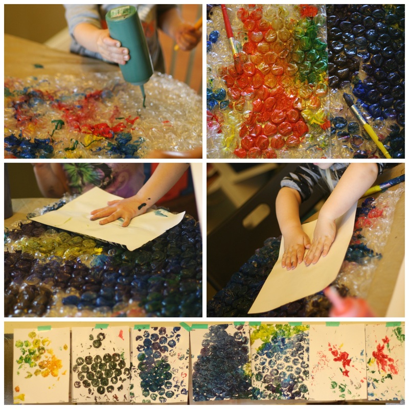 Painting with bubble wrap! - Hilary's Home Daycare