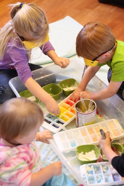 Mixing science - Hilary's Home Daycare & Preschool