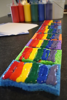 Rainbow sponge painting