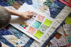 Preschool making paper quilts