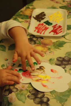 Preschool finger painting fall trees